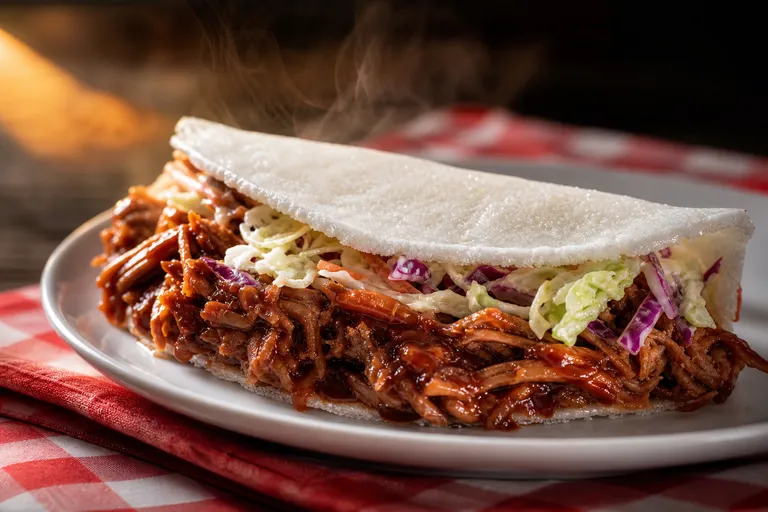 BBQ pulled pork and coleslaw tapioca